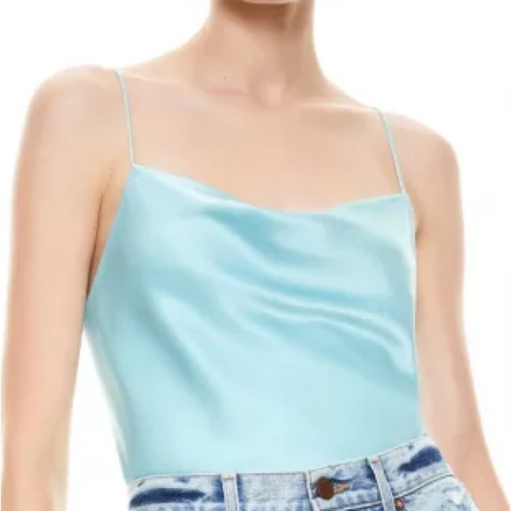 Alice + Olivia Light Blue Satin Camisole